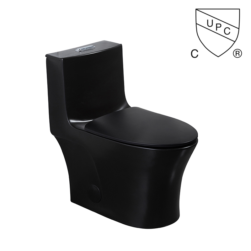 One Piece Porcelain Water Closet Matte Black Toilet