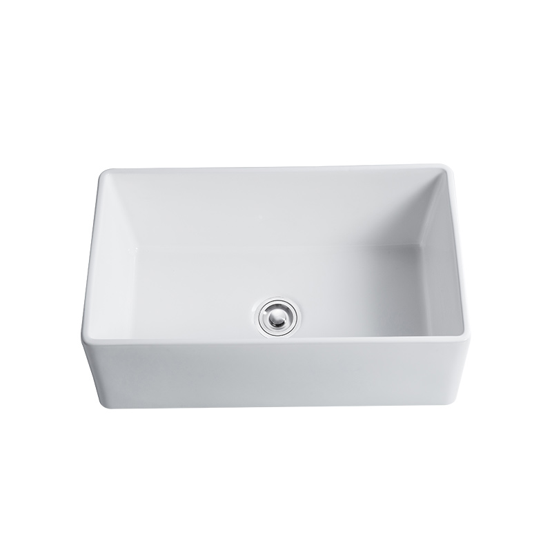 Porcelain Deep Kitchen Sinks Single Bowl Ceramic With Non-Porous Glazed Surface