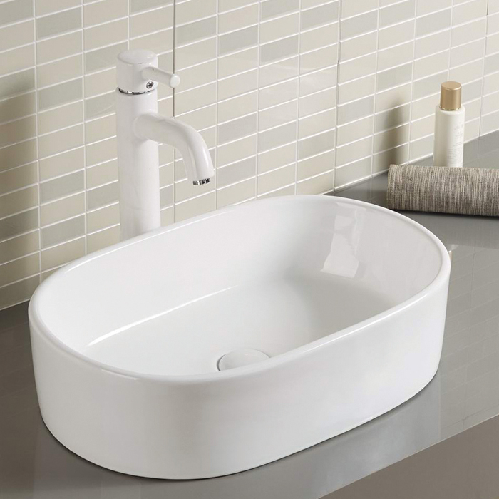 Oval Shape Hand Wash Basin Countertop White Bathroom Sink