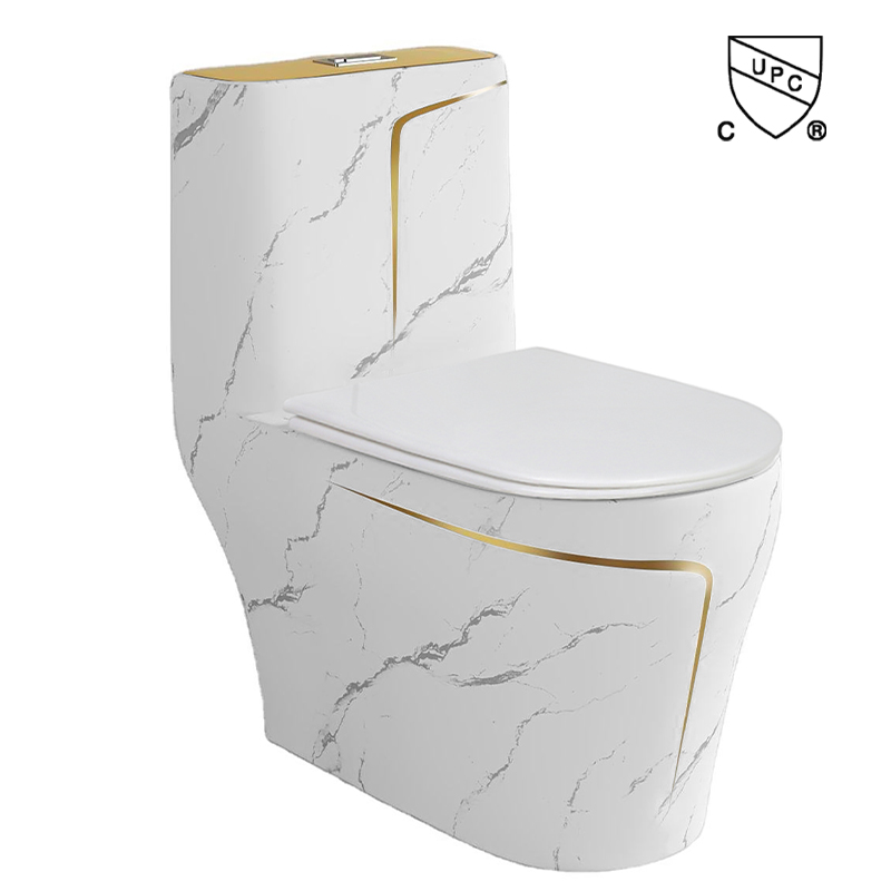 Marble Gold Line Luxury Popular Design Ceramic Modern One Piece Toilet