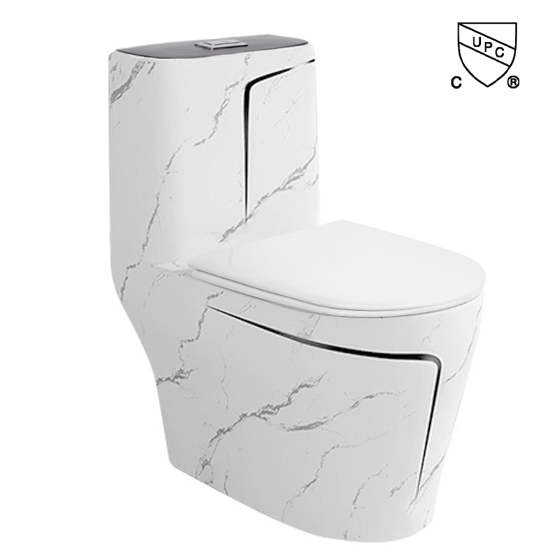 Luxury Marble Black Line White Ceramic Modern One Piece Toilet