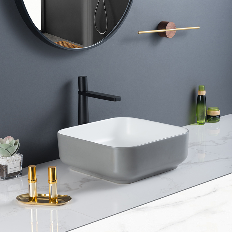 Grey Modern Single Ceramic Wash Basin