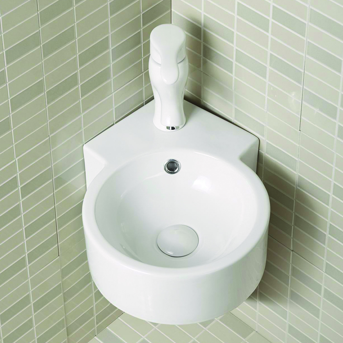 Corner Wall Hung Small Bathroom Pedestal Sink