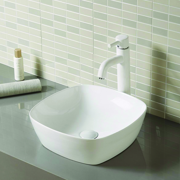 Square Ceramic Bathroom Sink on Worktop