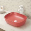 Vitreous china counter top bathroom sink without overflow