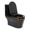 Popular Design Luxury Household Ceramic Gold Line Black Elongated Toilet