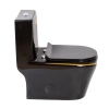 Popular Design Luxury Household Ceramic Gold Line Black Elongated Toilet