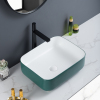 Above Counter Ceramic Vessel Wash Basin Green Bathroom Sink