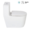 Water sense ceramic one piece elongated toilet with skirted trapway