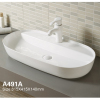 Large Lavatory White Vessel Bathroom Sink with Faucet Hole