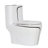 OEM Luxury Sanitary Ware Dual Flush Black Line One Piece Elongated Toilet