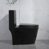 Dual flush WC one piece ceramic black toilet bowl