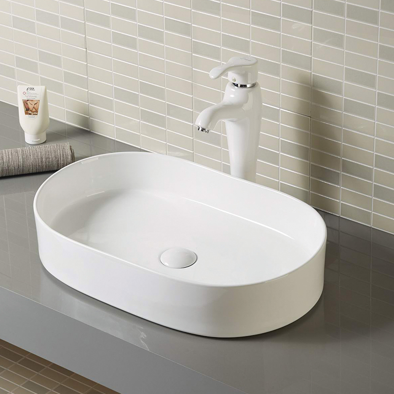 Oval porcelain bathroom wash basin