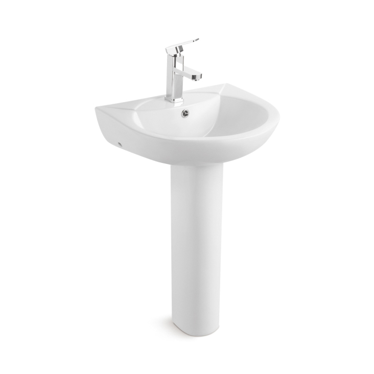 Oval Shape Big Bathroom Sink with Floor Standing Leg