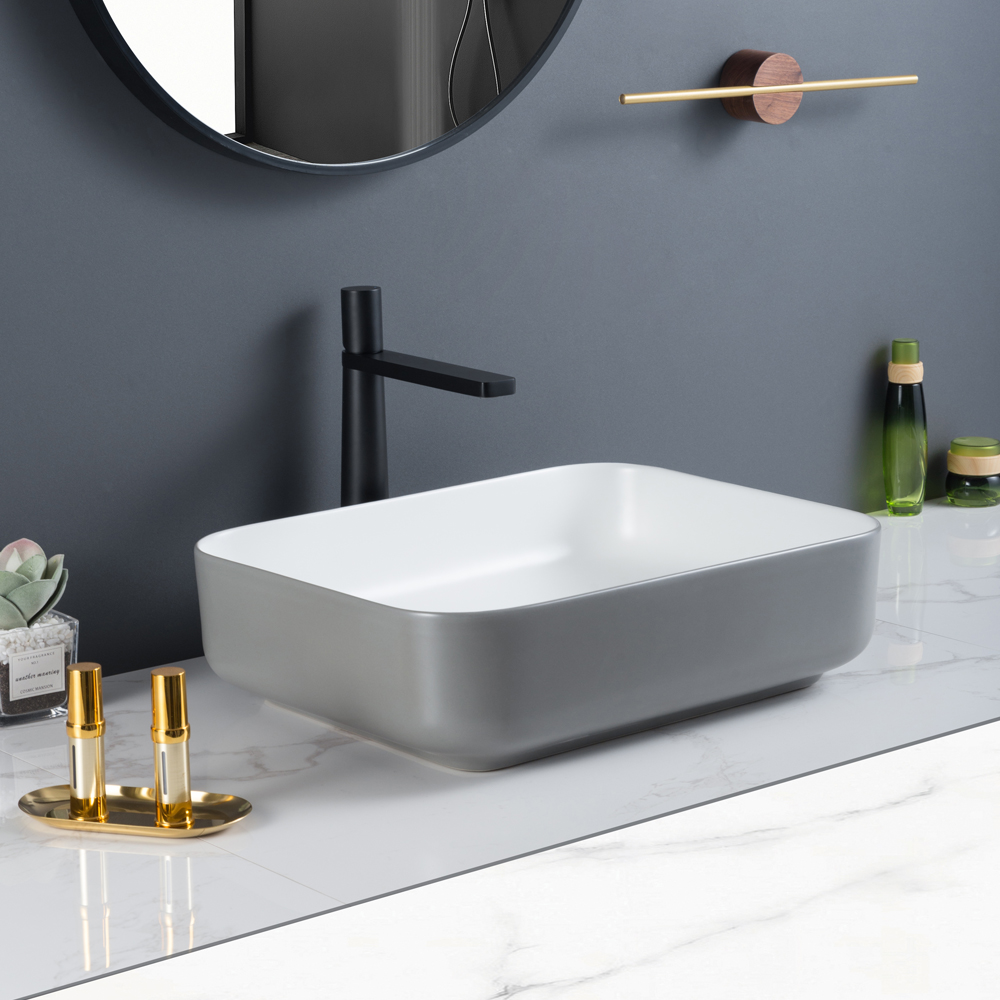 Ceramic Vessel Grey Bathroom Sink