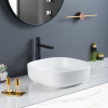 Impact Resistant Materials Ceramic Counter Top Basin With Beautiful Showpiece