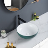 Round Green Ceramic Countertop Free Standing Wash Hand Basin For Bathroom