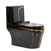 Popular Design Luxury Household Ceramic Gold Line Black Elongated Toilet