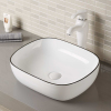 Vitreous china counter top bathroom sink without overflow