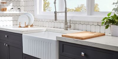 How to clean a white ceramic kitchen sink