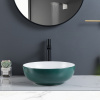 Round Green Ceramic Countertop Free Standing Wash Hand Basin For Bathroom