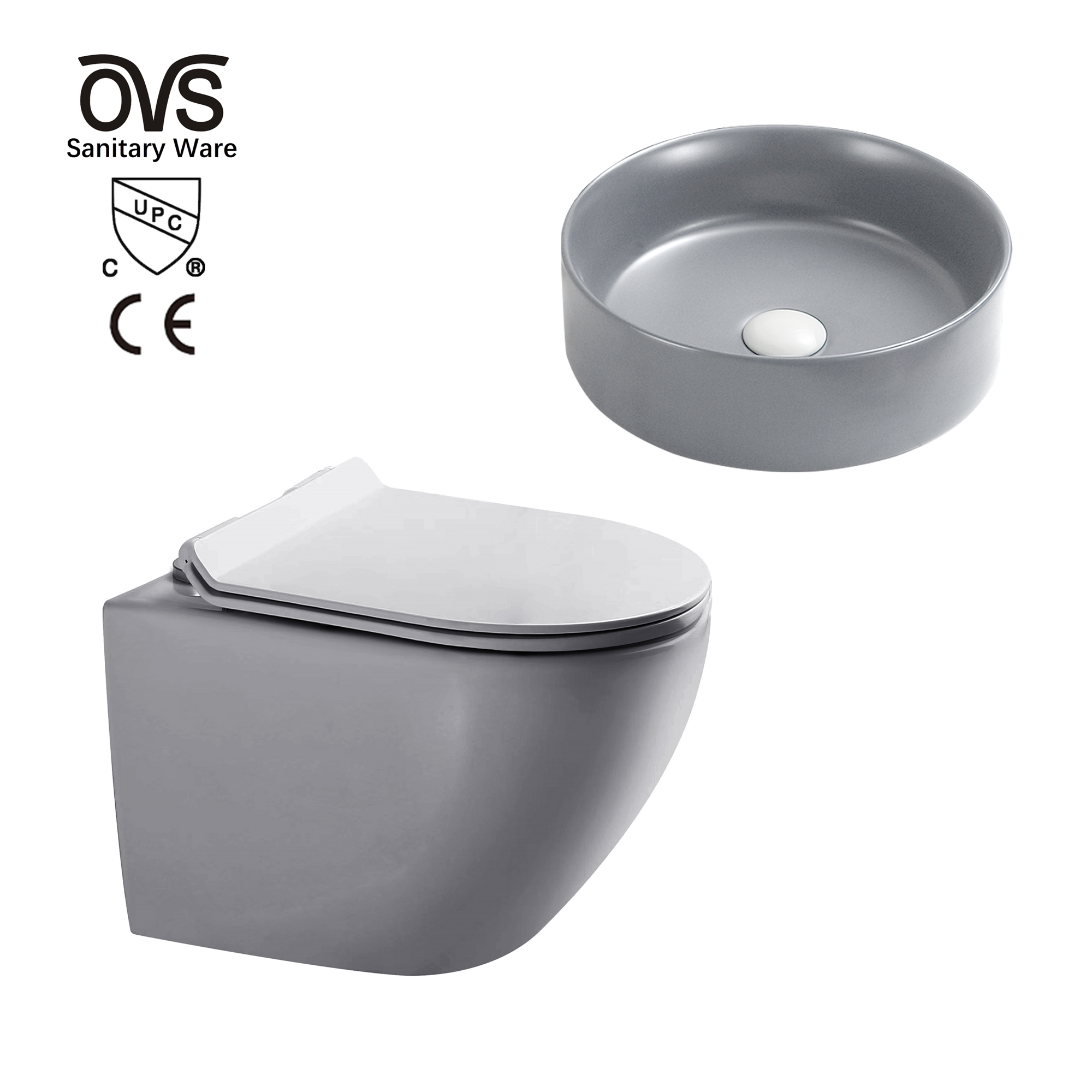 WC Rimless Bathroom Bowl Ceramic Sanitary Ware Wall Hung Luxury Toilet Set